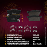 Metrix Premium Rear Semi-Metallic Disc Brake Pad Set 93509MS OEM fit spare parts